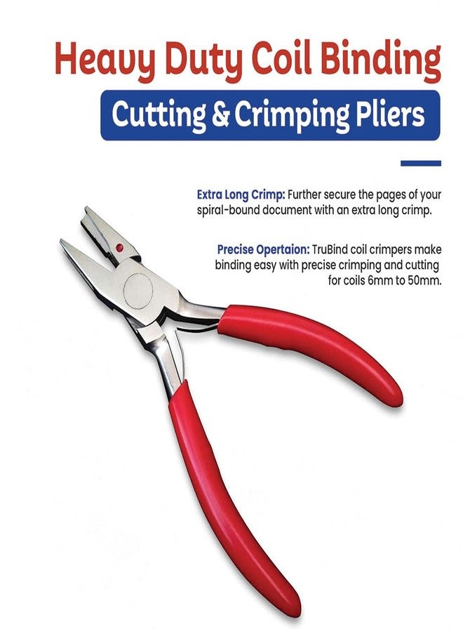 TruBind Heavy Duty Coil Binding Cutting & Crimping Pliers | Comfortable Rubber Handle | Durable Steel Construction | Spring Loaded Self-Opening Jaws - Image 3