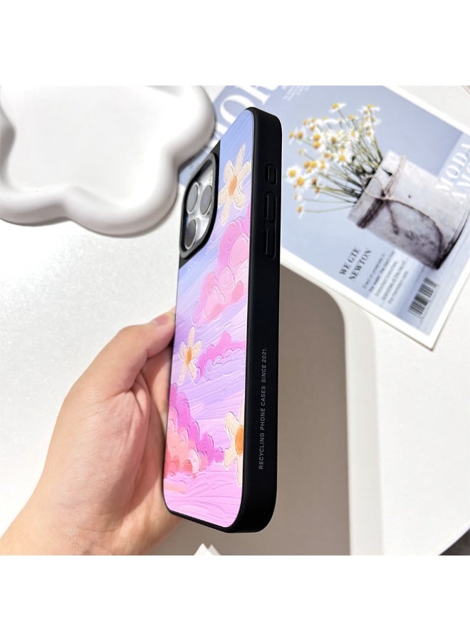 NIBEMINENT Mirror Oil Painting Flowers Protective TPU Case Cover For iPhone 16 Clear - Image 2