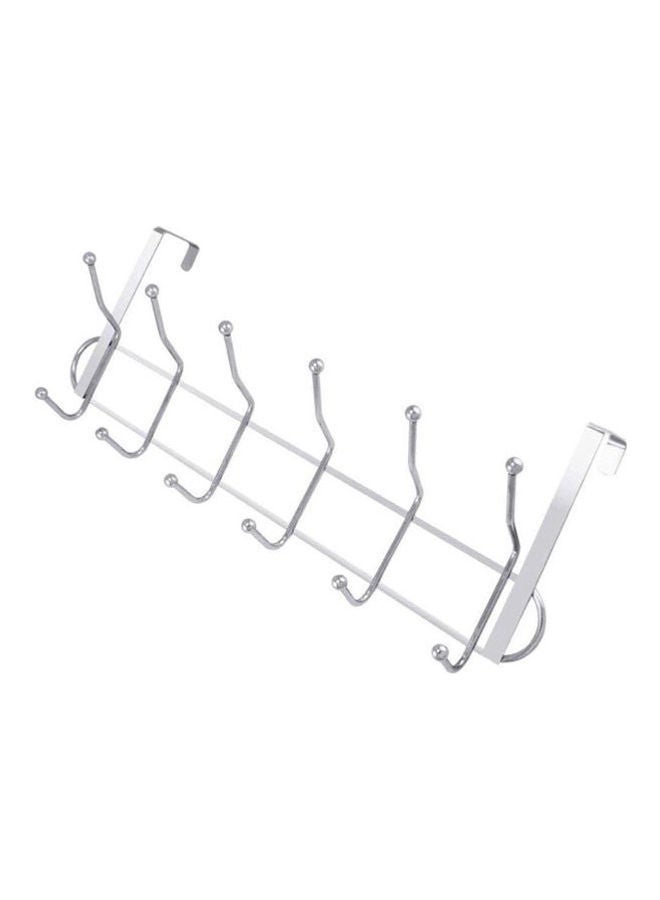 NIBEMINENT 6 Double Hooks, Over The Door Hanger Silver - Image 1