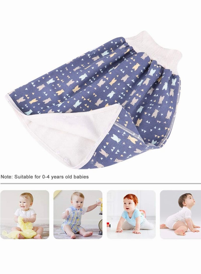 Baby Nappy Skirt Cotton Diaper Training Pants Washable Waterproof Reusable Toddler Training Underwear for Pee Nappy Potty Training Dark Blue - Image 3