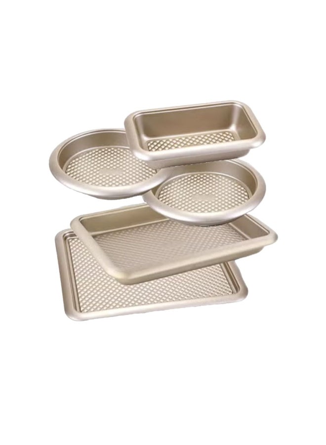 بينجوين طقم اواني خبز بطبقة مانعة للالتصاق ومتوافق مع غسالة الصحون من 5 قطع ذهبي 39 x 12.9 x 29 سم D311D1 - Image 1