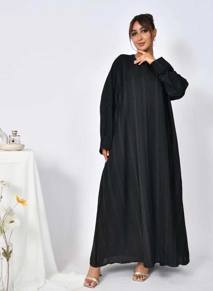 beyond abaya Black half-cloche abaya with embroidery all over the abaya - Image 1