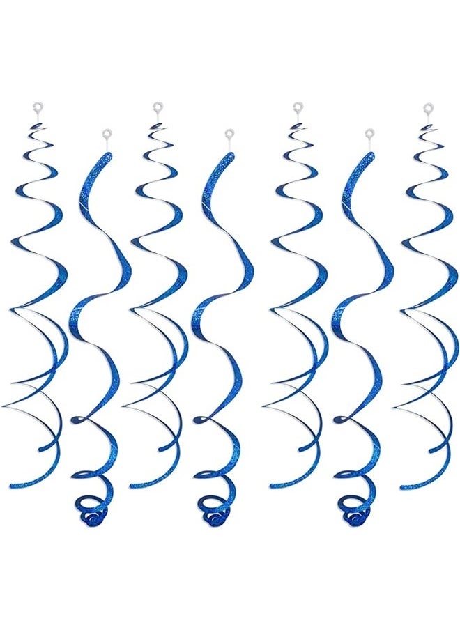 yongsheng Pack Of 6 Birthday Decorative Hanging Swirl 14cm， Party Ceiling Foil Swirl Decorations Hanging Plastic Streamer, Whirls Decorations for Wedding,Birthday,Graduation,Valenties Day,New Year,Baby Shower Party Decor (Laser Blue)  - Image 2