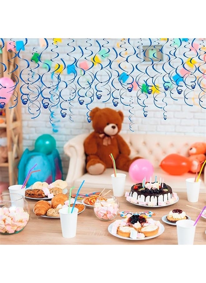 yongsheng Pack Of 6 Birthday Decorative Hanging Swirl 14cm， Party Ceiling Foil Swirl Decorations Hanging Plastic Streamer, Whirls Decorations for Wedding,Birthday,Graduation,Valenties Day,New Year,Baby Shower Party Decor (Laser Blue)  - Image 5