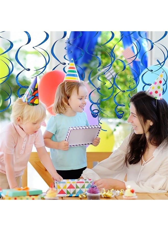 yongsheng Pack Of 6 Birthday Decorative Hanging Swirl 14cm， Party Ceiling Foil Swirl Decorations Hanging Plastic Streamer, Whirls Decorations for Wedding,Birthday,Graduation,Valenties Day,New Year,Baby Shower Party Decor (Laser Blue)  - Image 4