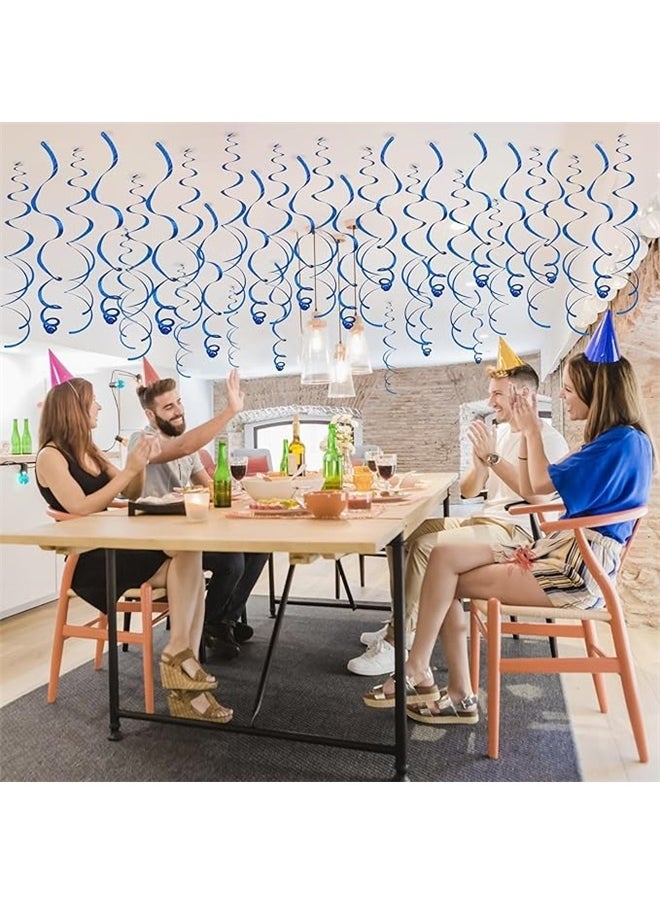 yongsheng Pack Of 6 Birthday Decorative Hanging Swirl 14cm， Party Ceiling Foil Swirl Decorations Hanging Plastic Streamer, Whirls Decorations for Wedding,Birthday,Graduation,Valenties Day,New Year,Baby Shower Party Decor (Laser Blue)  - Image 3