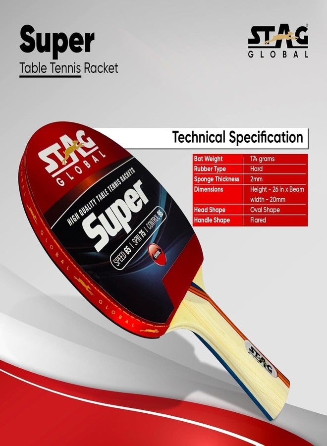 Stag Super Table Tennis Racquet( Multi- Color, 174 grams, Intermediate ) - Image 2