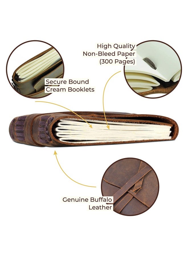 Sovereign-Gear Sovereign-Gear Leather Bound Journal for Men and Women, A5 Handmade Journal Gift Set with Antique Notebook and Stylish Pen, Vintage and Classic, Sketchbook, Planner and Diary (300 Pages) (8x6)  - Image 5