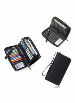 Credit Card Holder Wallet Rfid Blocking Leather Zip Around Wallet Large Capacity Long Purse Credit Card Clutch Wristlet Women's Long Wallet Rfid Large Capacity Handbag Pu Bank Card Storage Bag