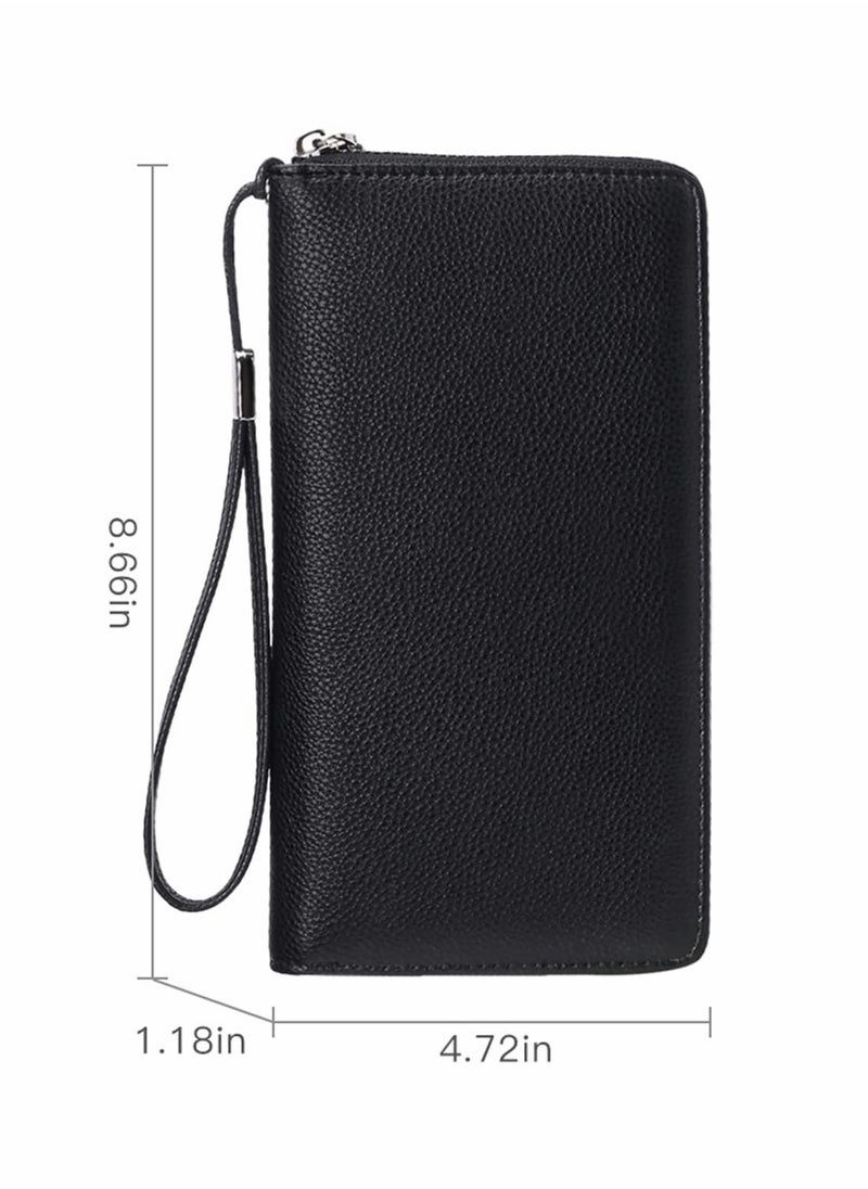 SYOSI - Credit Card Holder Wallet Rfid Blocking Leather Zip Around Wallet Large Capacity Long Purse Credit Card Clutch Wristlet Women's Long Wallet Rfid Large Capacity Handbag Pu Bank Card Storage Bag - Image 1