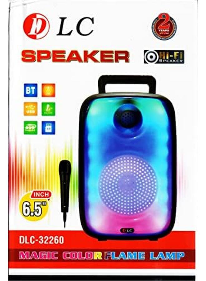 Bluetooth Portable 6.5 Inch Speaker Fm Radio Sd Card Usb Aux Mp3 Player With Microphone Magic Color Flame Lamp 32260 Capacity 5W - Image 3
