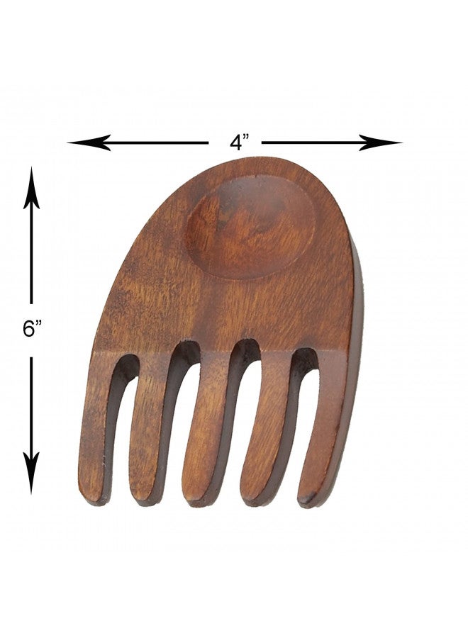LTD Woodard & Charles Hands Salad Servers, 6" x 4", Cherry Stain - Image 3