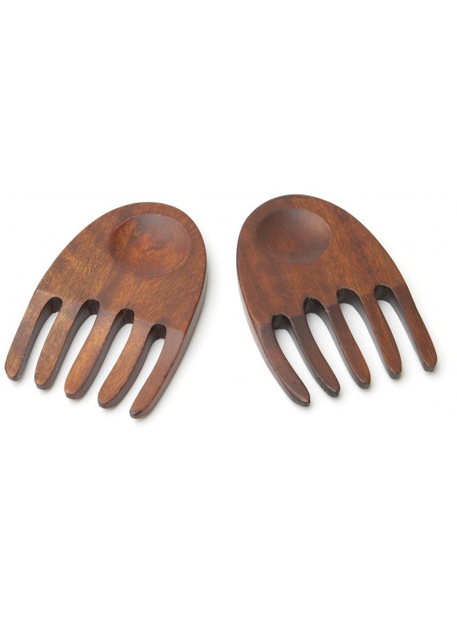 LTD Woodard & Charles Hands Salad Servers, 6" x 4", Cherry Stain - Image 1