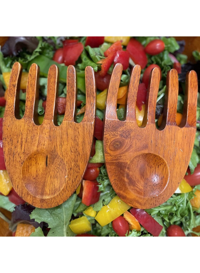 LTD Woodard & Charles Hands Salad Servers, 6" x 4", Cherry Stain - Image 2