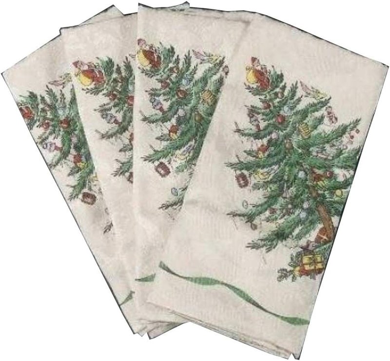 Spode Christmas TreeGreen Trim Set of 4 20 Cloth Napkin Fine China Dinnerware