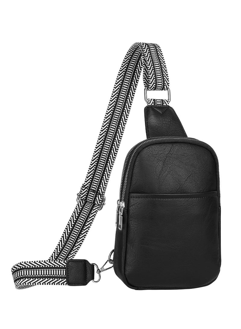 Zikra Crossbody Bags for Women Leather Wristlet Clutch Wallet Purses Small Envelope Cross Body Shoulder Bag, Ladies Handbags with Shoulder Strap & Wrist Strap(Black) - Image 1