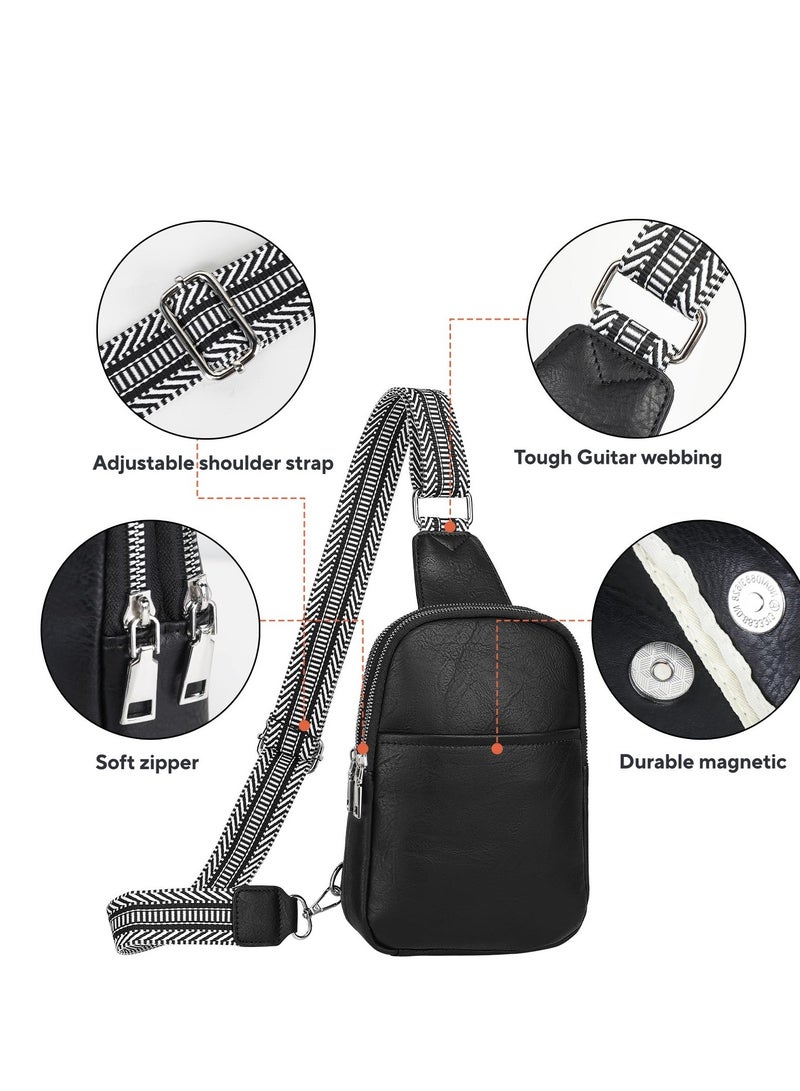 Zikra Crossbody Bags for Women Leather Wristlet Clutch Wallet Purses Small Envelope Cross Body Shoulder Bag, Ladies Handbags with Shoulder Strap & Wrist Strap(Black) - Image 4