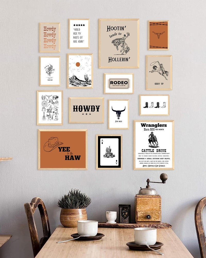 KBKBART Retro Western Wall Art Set â€“ 15 Vintage Cowboy & Desert Prints, Wild West Rodeo and Southwest Decor for Living Room, Bedroom, or Office (Unframed, Multi Sizes, 11"x14" Largest) - Image 4