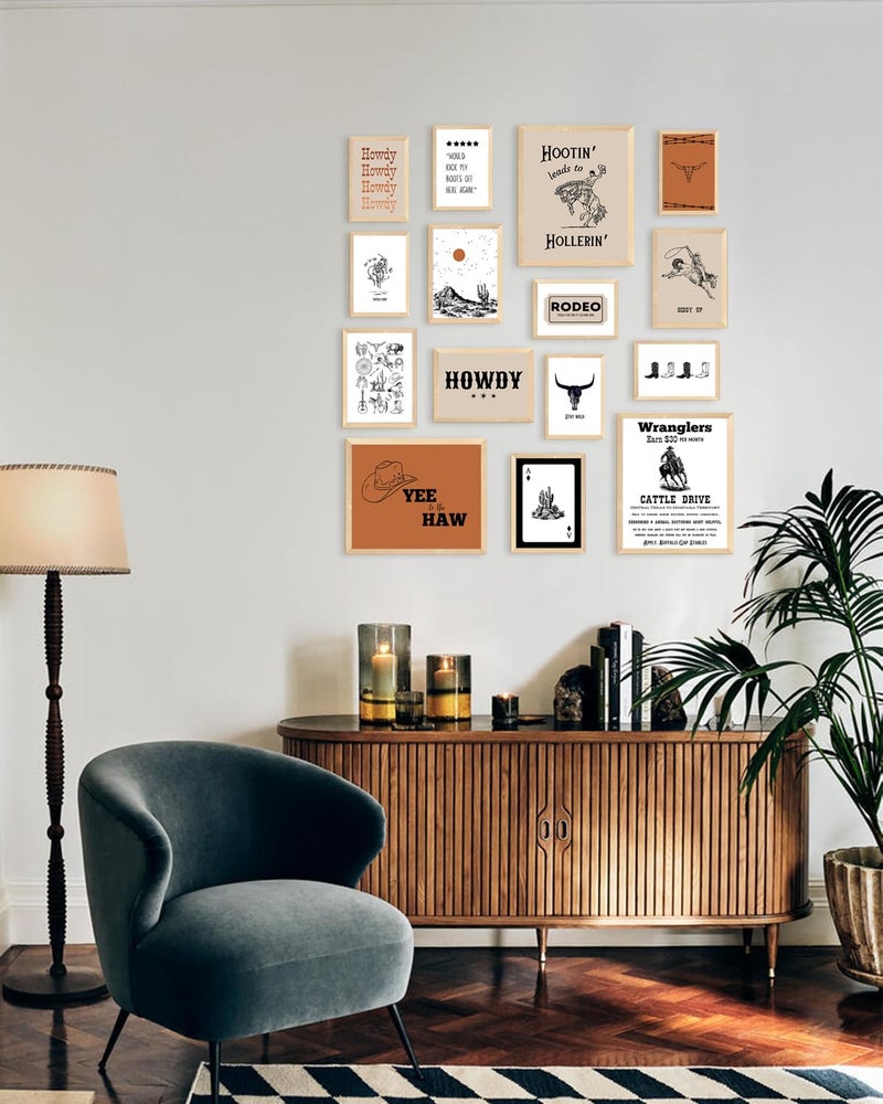 KBKBART Retro Western Wall Art Set â€“ 15 Vintage Cowboy & Desert Prints, Wild West Rodeo and Southwest Decor for Living Room, Bedroom, or Office (Unframed, Multi Sizes, 11"x14" Largest) - Image 3