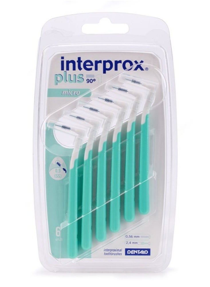 إنتربروكس فرشاة Interprox Interproximal لإزالة الأغشية الحيوية الفموية من الفراغات بين الأسنان بشكل كامل، ميكرو 0.9 مم، 6 وحدات - Image 1