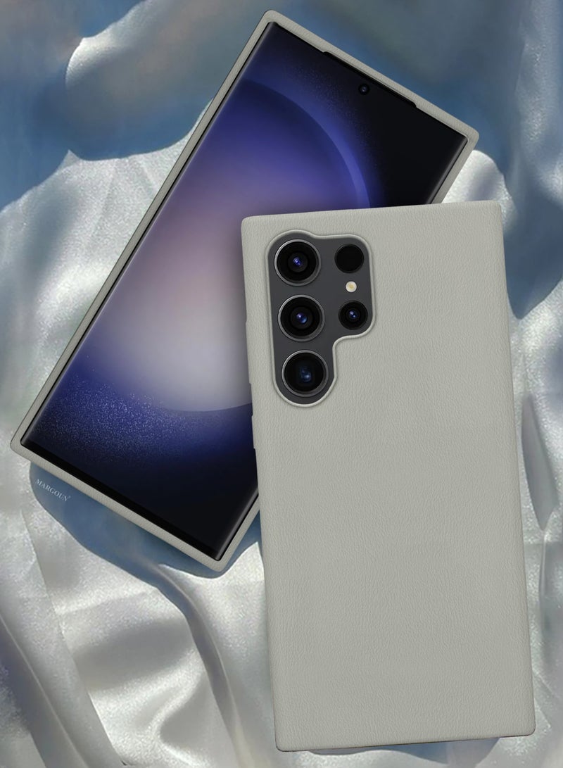 CATANES حافظة هاتف جلدية نحيفة لجهاز سامسونج جالاكسي S23 ألترا - واقي صدمات وحواف دقيقة للكاميرا - رمادي تيتانيوم - Image 3