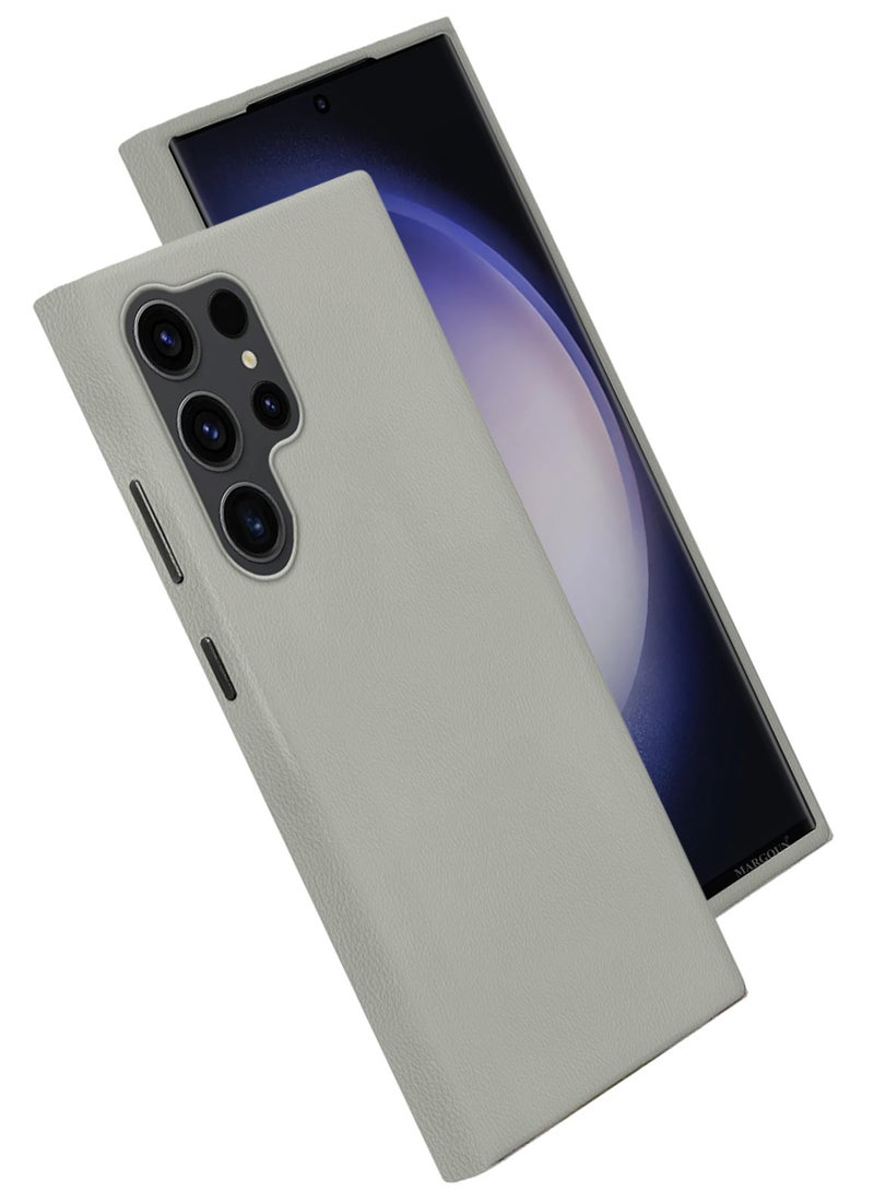 CATANES حافظة هاتف جلدية نحيفة لجهاز سامسونج جالاكسي S23 ألترا - واقي صدمات وحواف دقيقة للكاميرا - رمادي تيتانيوم - Image 1