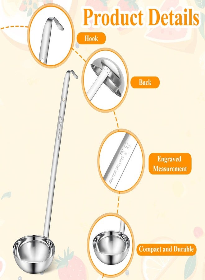 Xosjska 6 Pcs Stainless Steel Ladle Soup Handle Ladle with Long Hooked Handles Metal Kitchen Soup Ladles Spoon Cooking Utensil for Serving, Cooking, Stirring, Portioning Kitchen Restaurant Accessories(6 oz) - Image 3