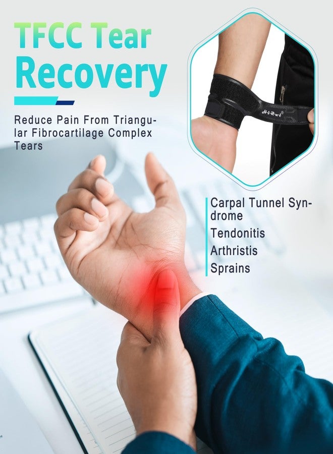HiRui Wrist Brace Wrist Wrap for TFCC Tears, Ultra-thin Compression Wrist Strap Wrist Support for Workout Basketball Tennis Weightlifting Tendonitis Carpal Tunnel Syndrome-Adjustable (Black, 1 Pack) - Image 2