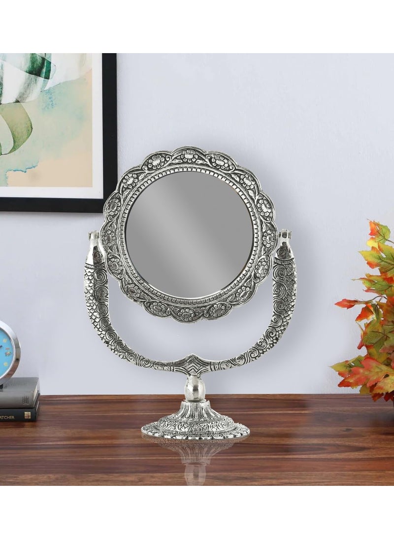 HOUZZPLUS HOUZZPLUS Aluminium Frame Antique Look Table Mirror for Home Decor  - Image 5