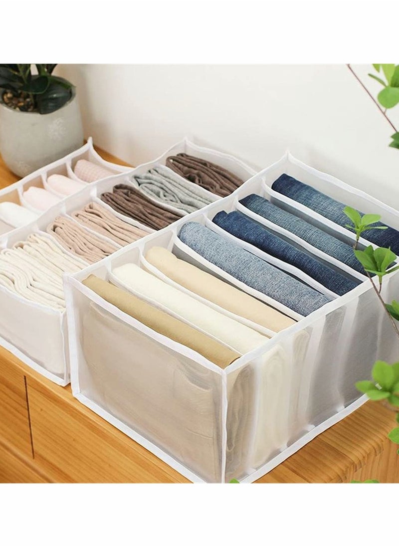 Excefore - Folding Drawer Organizers, 7 Grid Compartment Storage Box Closet Clothes Drawer Mesh Separation Box - Image 1