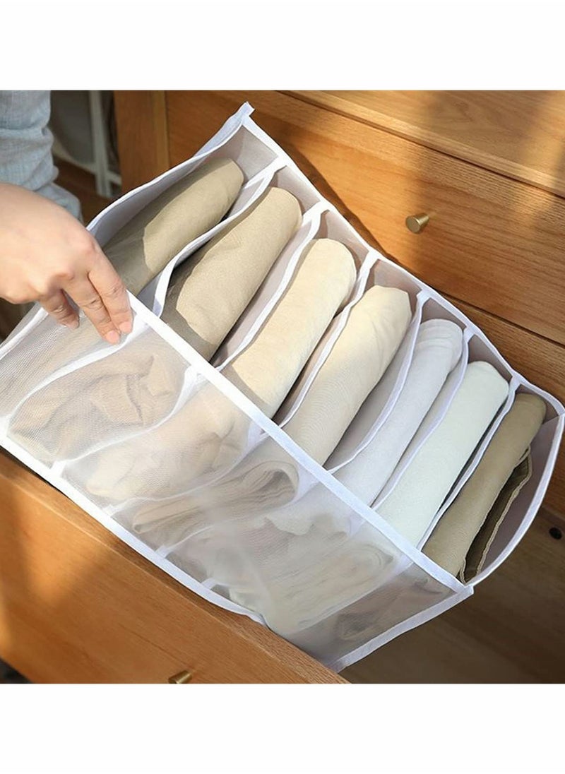 Excefore - Folding Drawer Organizers, 7 Grid Compartment Storage Box Closet Clothes Drawer Mesh Separation Box - Image 1