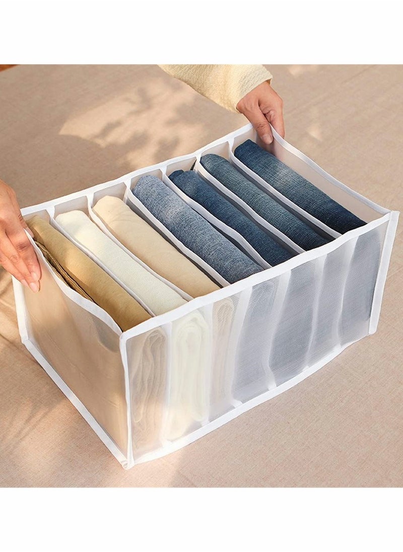 Excefore - Folding Drawer Organizers, 7 Grid Compartment Storage Box Closet Clothes Drawer Mesh Separation Box - Image 1