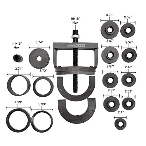 OEMTOOLS أداة إزالة وتحميل محامل العجلات OEMTOOLS 37342، مجموعة تثبيت محامل العجلات تناسب معظم المركبات، تصميم ذاتي التمركز، أمامي، خلفي، ودفع رباعي - Image 5