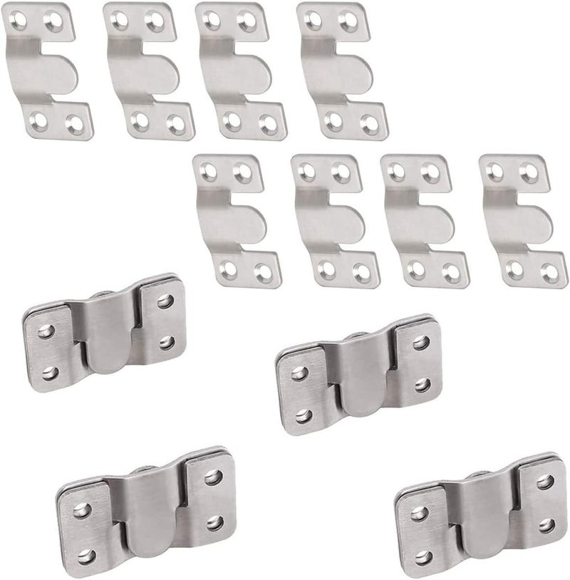ELECDON Flush Mount Bracket, Interlocking Furniture Connector, Stainless Steel Heavy Duty Photo Frame Hook Picture Hanger for Large Picture Display Art Gallery Wall Mount Hardware (Large-8 Pairs) - Image 1