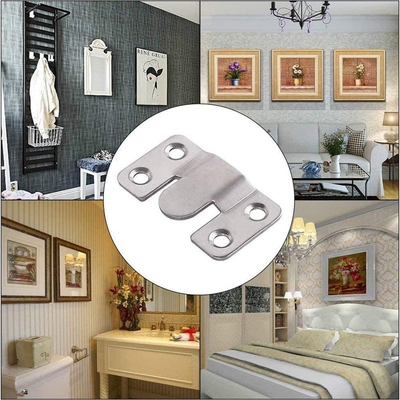 ELECDON Flush Mount Bracket, Interlocking Furniture Connector, Stainless Steel Heavy Duty Photo Frame Hook Picture Hanger for Large Picture Display Art Gallery Wall Mount Hardware (Large-8 Pairs) - Image 5