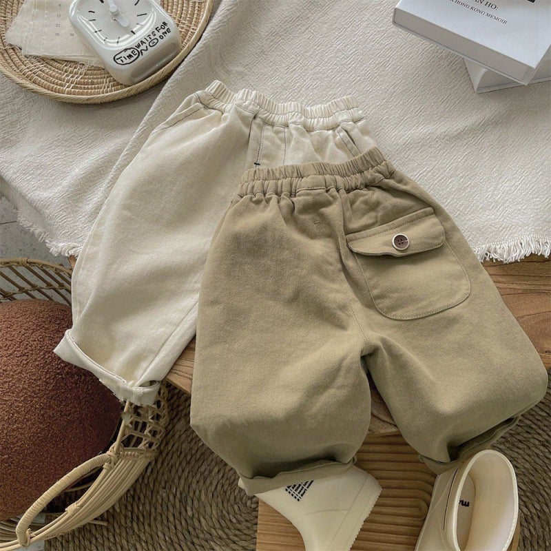 Children'S Casual Pants Fleece-Lined Warm Boys And Girls Pants Baby'S Haren Pants Korean Style Thickened Trendy Trousers - Image 5