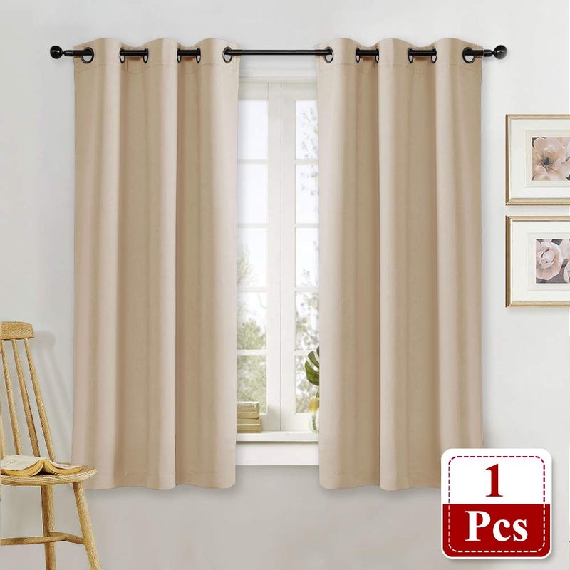 NICETOWN Room Darkening Blind Shade for Kids Bedroom Triple Weave Home Decoration Light Blocking Solid Ring Top Curtain/Drape for Small Window (Biscotti Beige, Single Panel, 42 x 63 inch) - Image 2