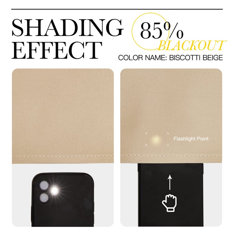 NICETOWN Room Darkening Blind Shade for Kids Bedroom Triple Weave Home Decoration Light Blocking Solid Ring Top Curtain/Drape for Small Window (Biscotti Beige, Single Panel, 42 x 63 inch) - Image 3