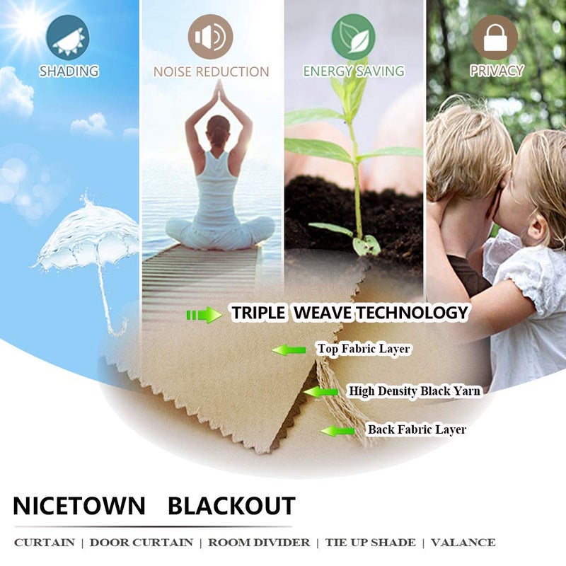 NICETOWN Room Darkening Blind Shade for Kids Bedroom Triple Weave Home Decoration Light Blocking Solid Ring Top Curtain/Drape for Small Window (Biscotti Beige, Single Panel, 42 x 63 inch) - Image 5