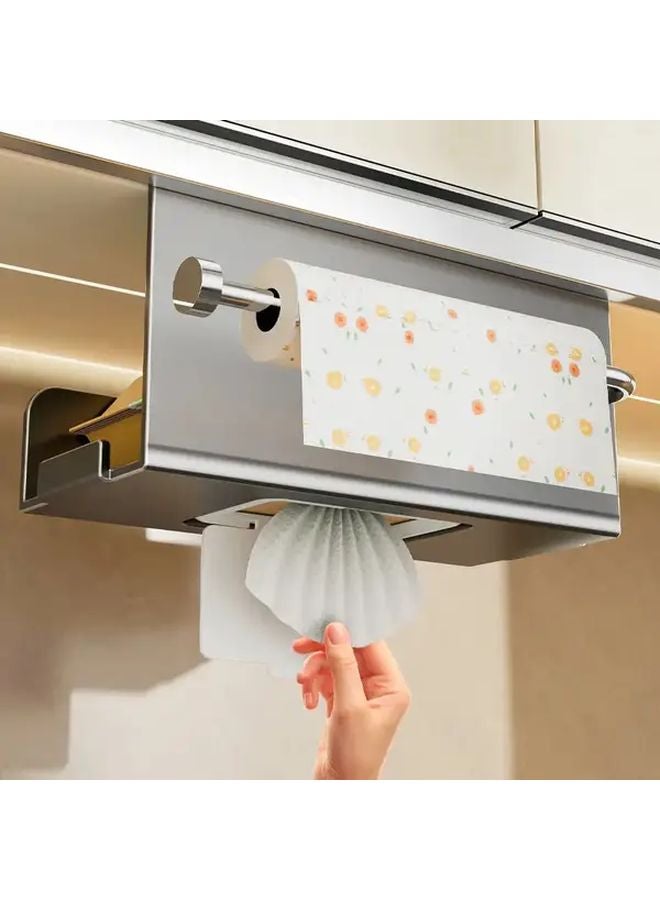 Gun Gray Wall Mounted Kitchen Tissue Box Double Usage Inverted Hanging Cabinet Under Storage - Image 5