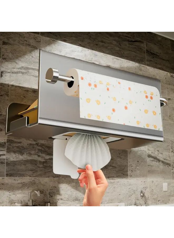 Gun Gray Wall Mounted Kitchen Tissue Box Double Usage Inverted Hanging Cabinet Under Storage - Image 2