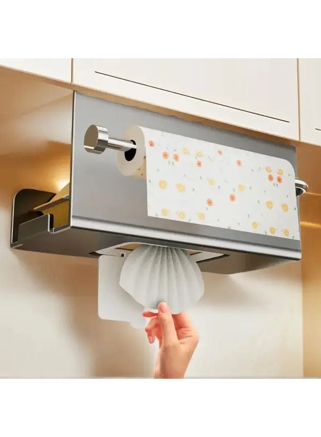Gun Gray Wall Mounted Kitchen Tissue Box Double Usage Inverted Hanging Cabinet Under Storage - Image 1