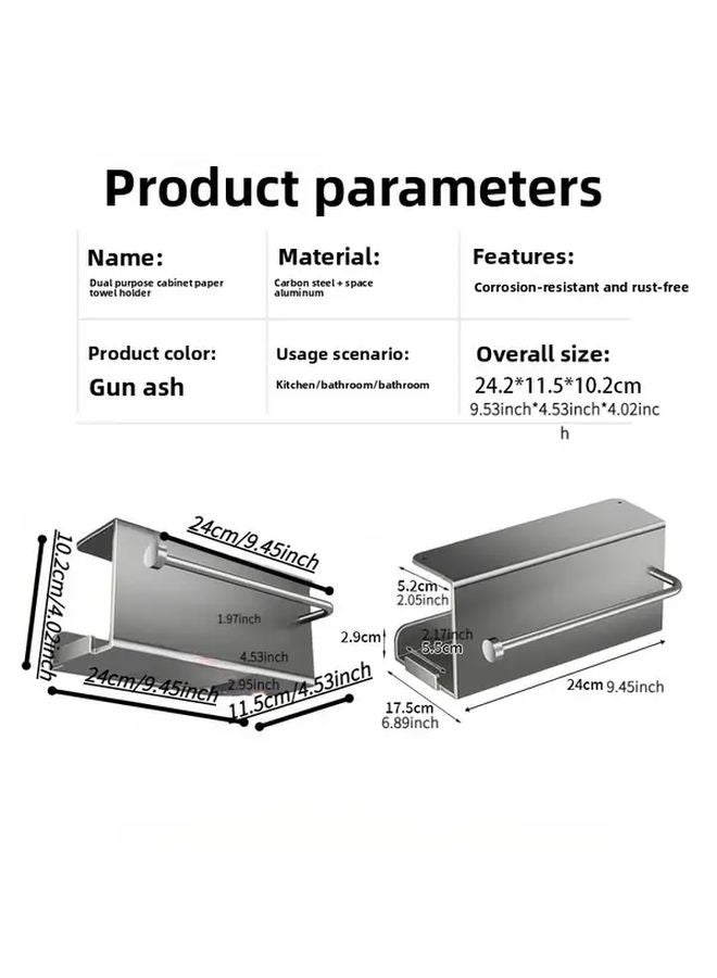 Gun Gray Wall Mounted Kitchen Tissue Box Double Usage Inverted Hanging Cabinet Under Storage - Image 4