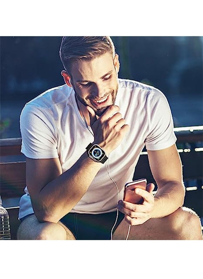 Ocean - 1 Piece Apple Watch Ocean Band 49mm 45mm 44mm 42mm Soft Silicone Loop Strap For iWatch Series Ultra/8/7/SE/6/5/4/3/2/1 Black/Orange - Image 1