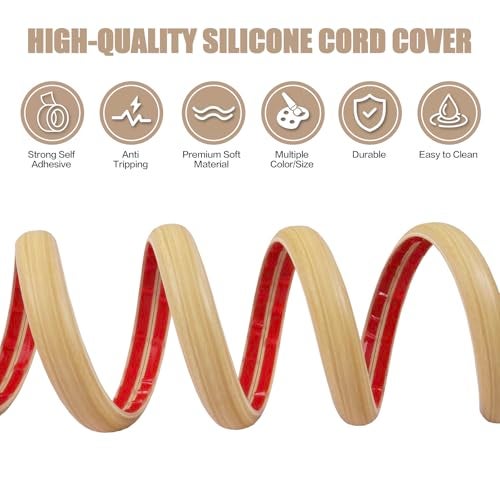 DBHXXMB-HH Floor Cord Cover Self Adhesive Cord Hider,10FT Cable Management, Extension Strip Protector for Wires, Prevent Cable Trips for Offices, Gyms, Exhibitions Cavity:0.39"(W) x0.27(H) WoodLightyellow - Image 3