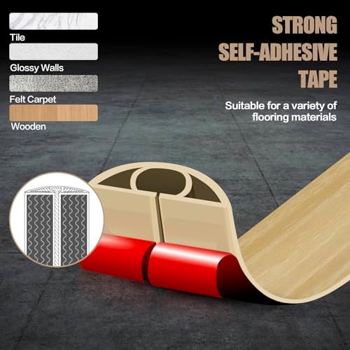 DBHXXMB-HH Floor Cord Cover Self Adhesive Cord Hider,10FT Cable Management, Extension Strip Protector for Wires, Prevent Cable Trips for Offices, Gyms, Exhibitions Cavity:0.39"(W) x0.27(H) WoodLightyellow - Image 4