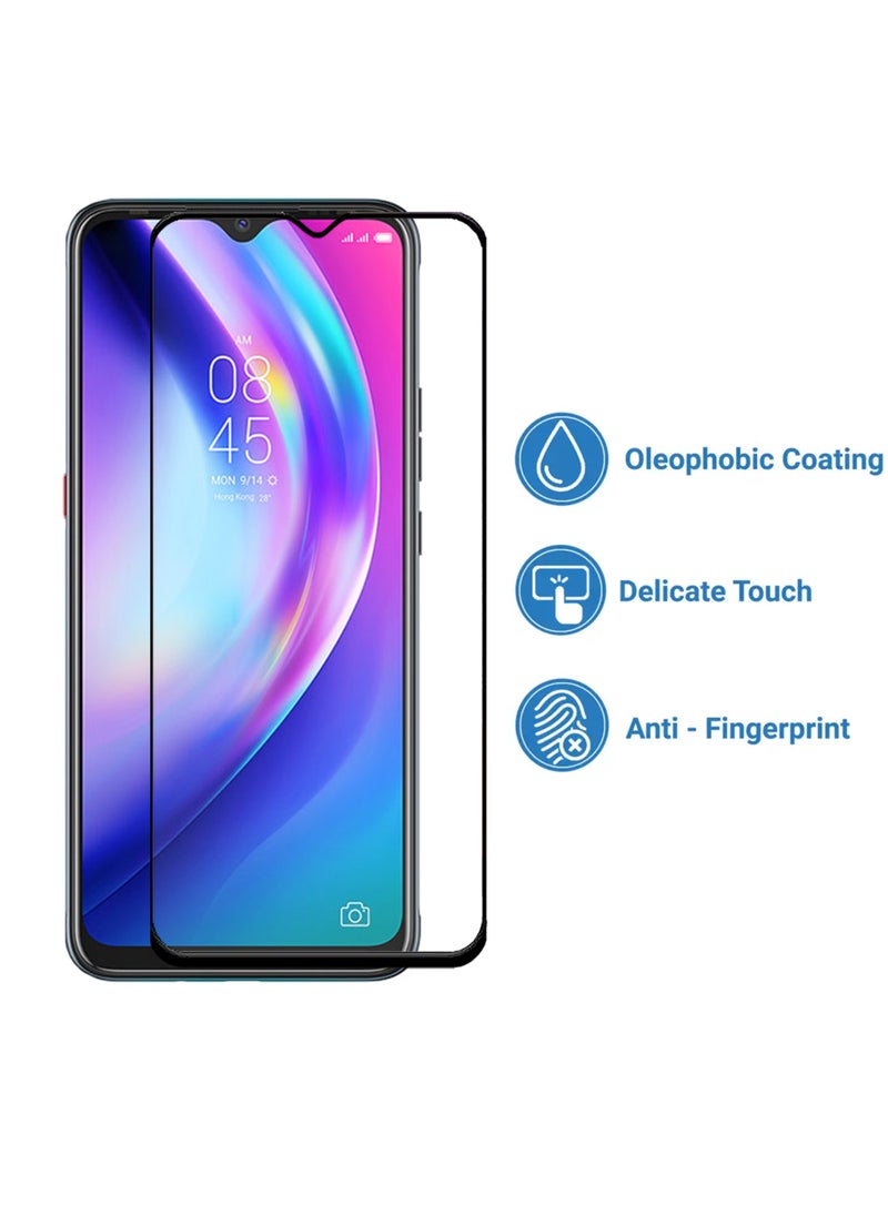 Generic - واقي شاشة زجاجي كامل الشاشة لهاتف Tecno Pouvoir 4 - أسود - Image 1