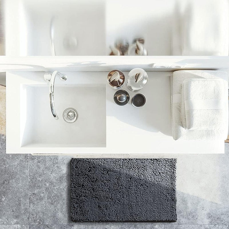 THMINS Bath Mat,80x50 cm Non-Slip Bath Mat,Doormat,Soft Cozy Shaggy Durable Thick Bath Rugs for Bathroom,Easier to Dry, Plush Rugs for Bathtubs,Door Mat, Rain Showers and Under The Sink - Image 3