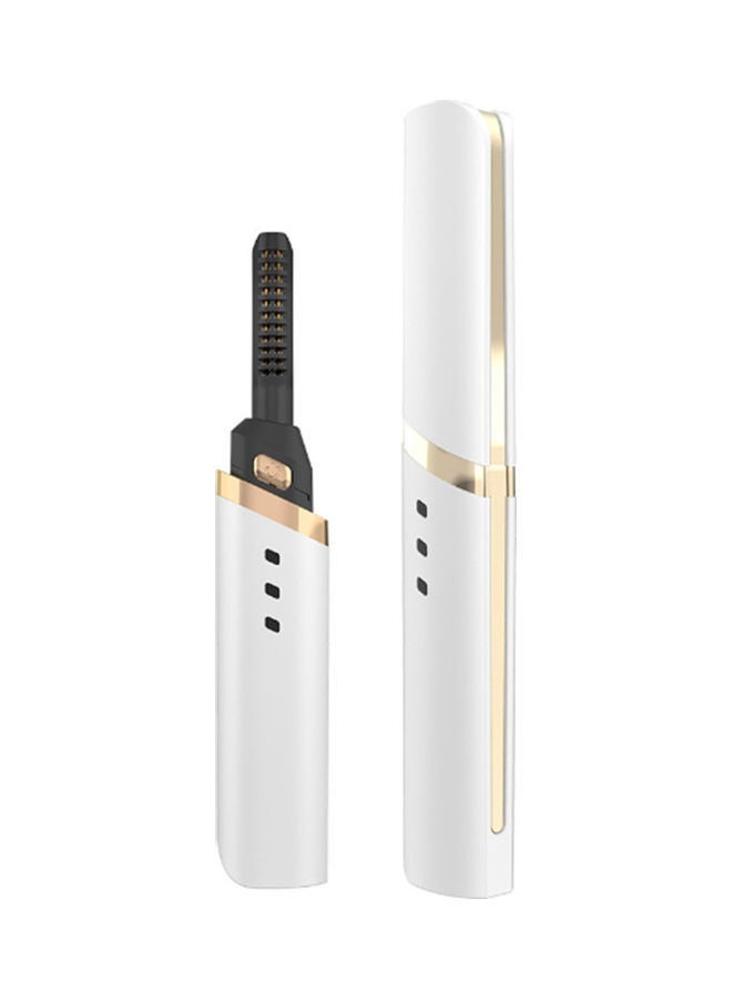 NIBEMINENT Mini Electric Heated Eyelash Curler with 3 Temperature Mode White/Golden - Image 1
