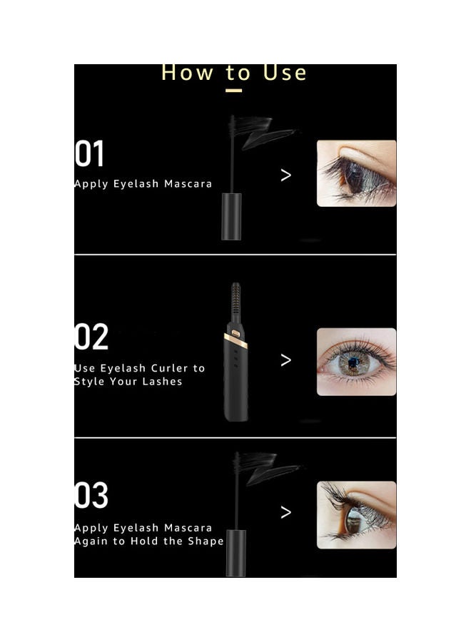 NIBEMINENT Mini Electric Heated Eyelash Curler with 3 Temperature Mode White/Golden - Image 3